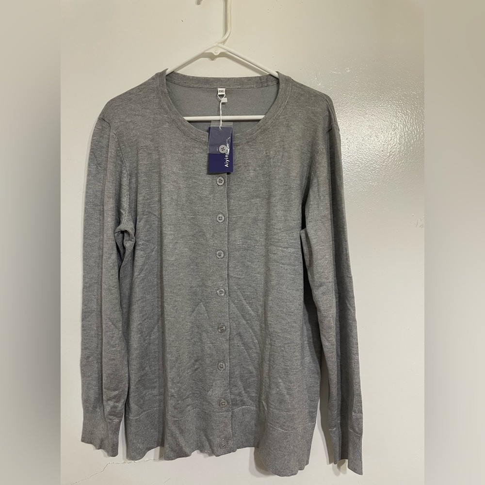 Gray Cardigan Sweater